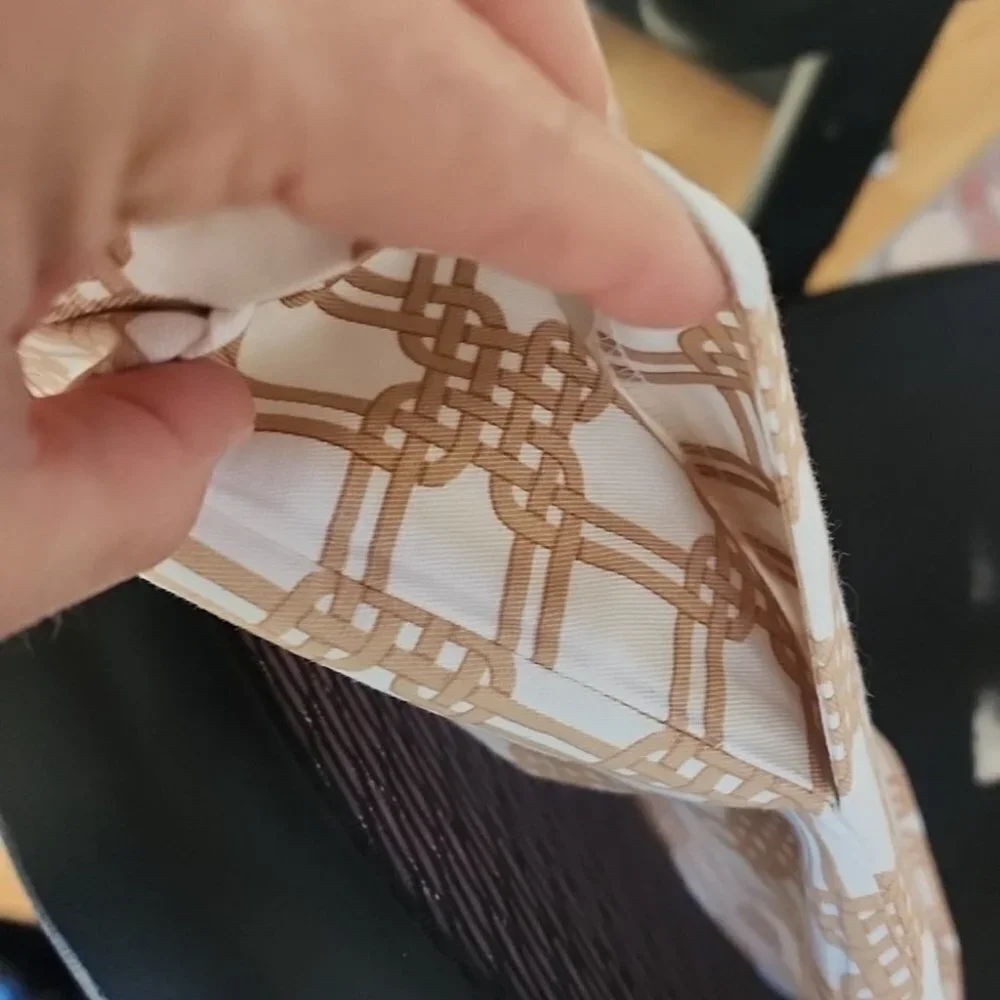 Ann Taylor Pleated Midi Skirt Size 6 Tan White Rattan Print A-Line Classic - Picture 6 of 6